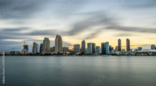 Sunrise San Diego skyline from Coronado Island
