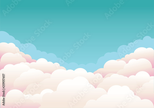 Blue sky with clouds.Vector nature background