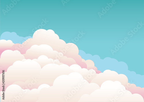 Blue sky with beautifull clouds.Vector nature background
