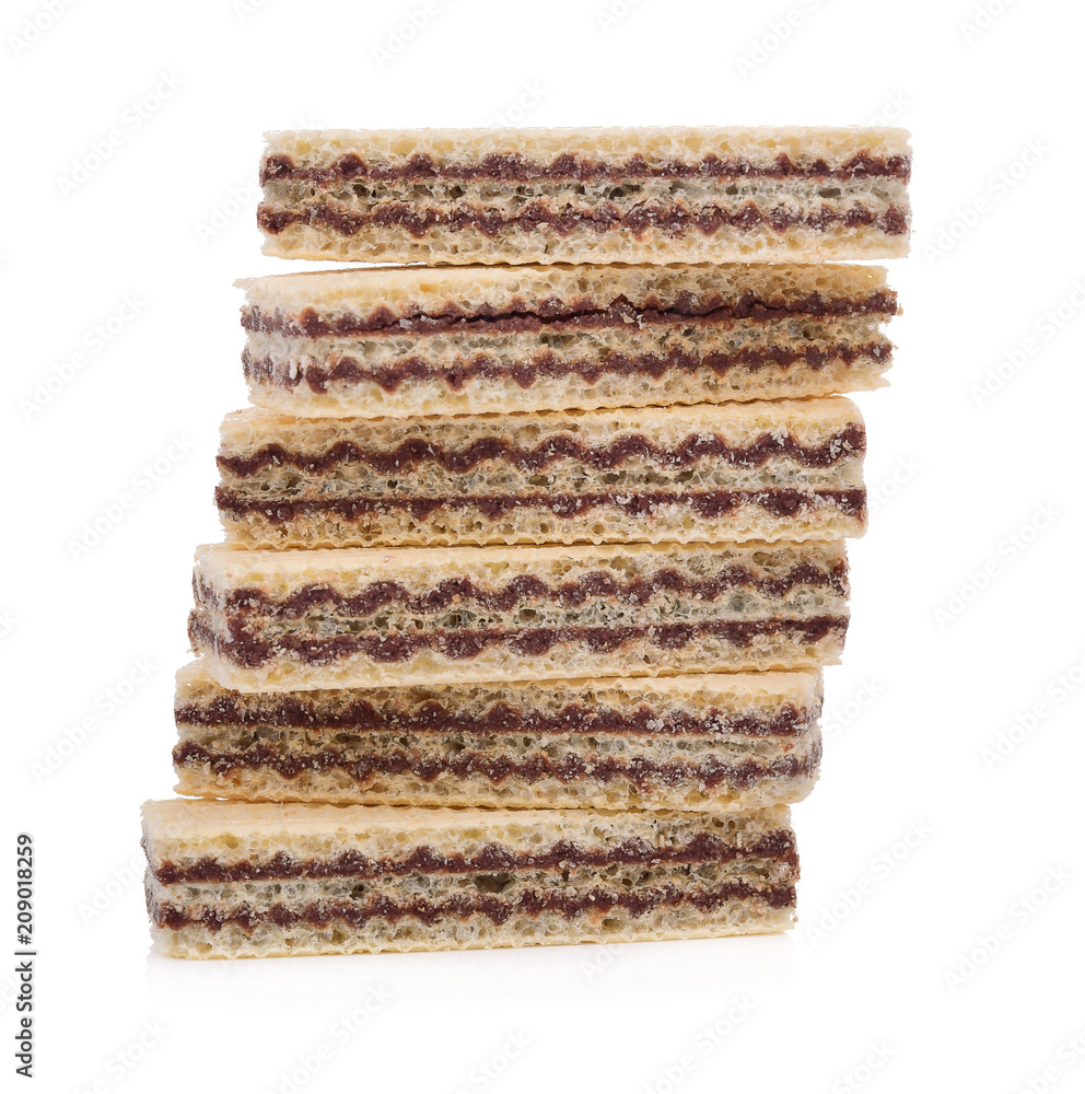 Wafers with chocolate isolated on white background Wafers with chocolate isolated on white background