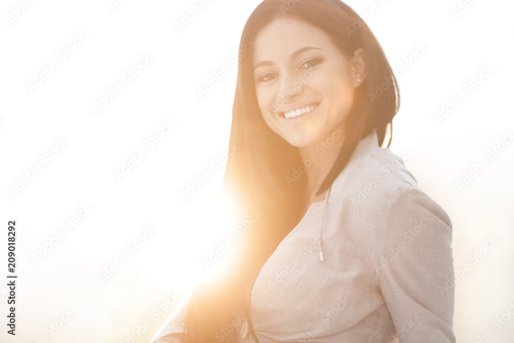close-up. modern young woman sitting on the floor. close-up. modern young woman sitting on the floor.
