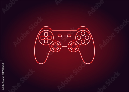 Neon icon of Red Joystick, vector