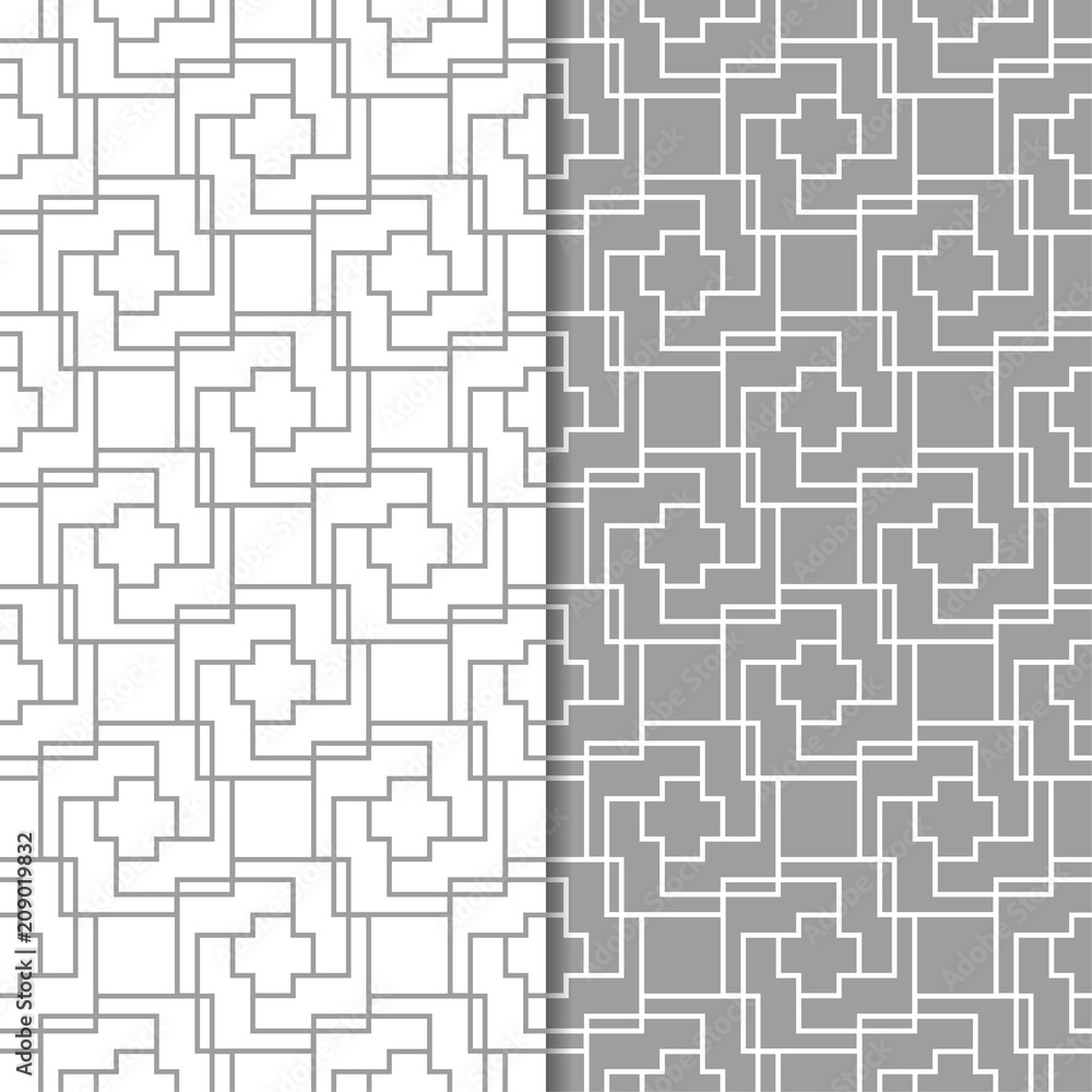 Gray and white geometric seamless patterns Gray and white geometric seamless patterns