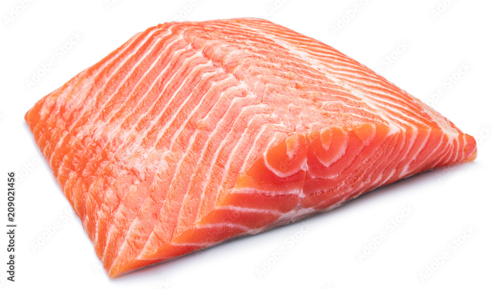 Fresh raw salmon fillet on white background. Fresh raw salmon fillet on white background.