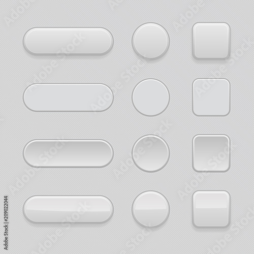 Set of gray matted blank buttons. Normal and pushed interface elements