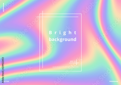 Bright holographic background with a foil texture. Multicolor rainbow vector illustration