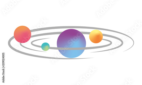 space planets orbiting isolated icon vector illustration design