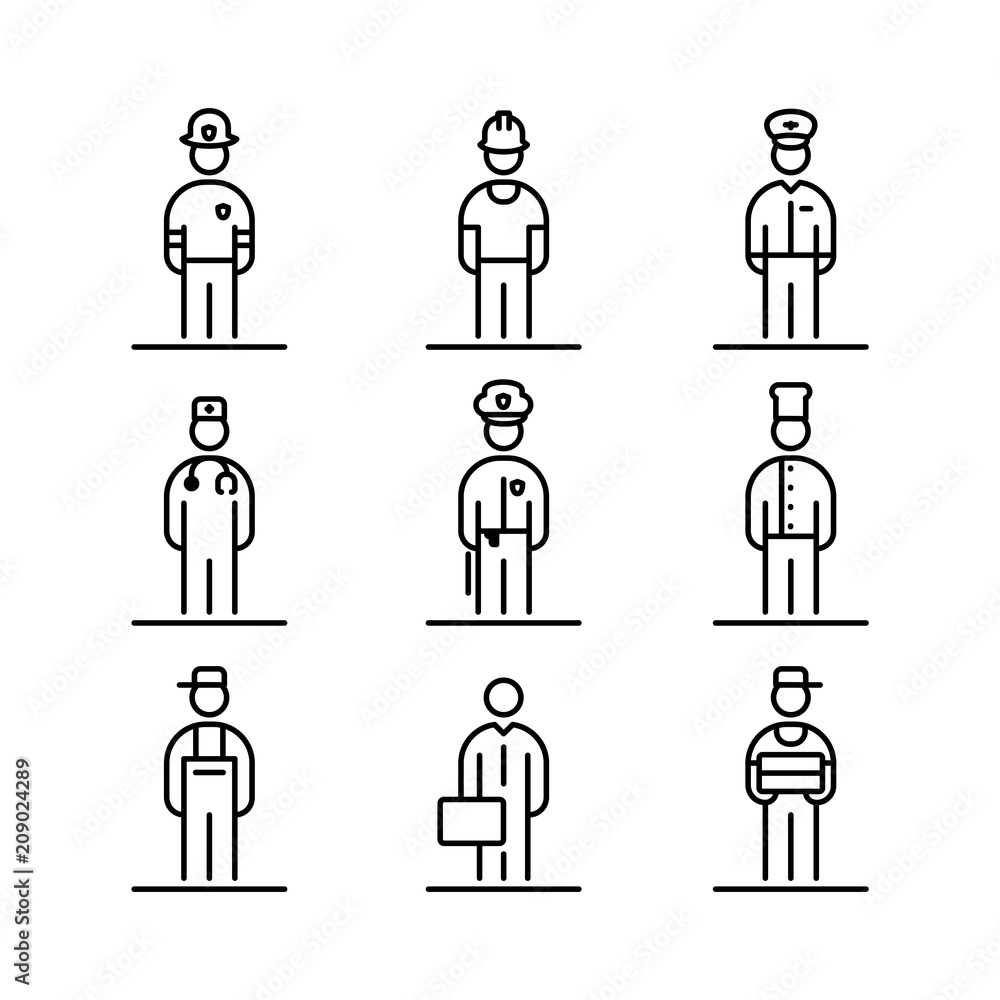 Set of professions icons avatar simple flat style illustration Set of professions icons avatar simple flat style illustration