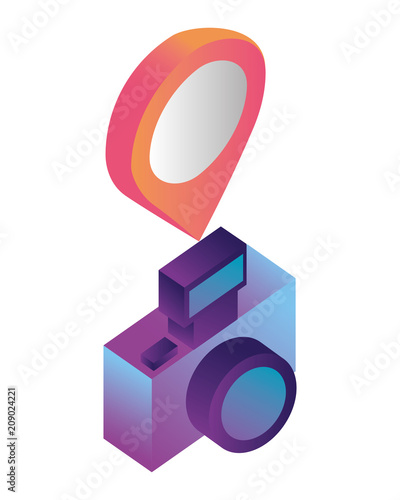 photographic camera with point location isometric design