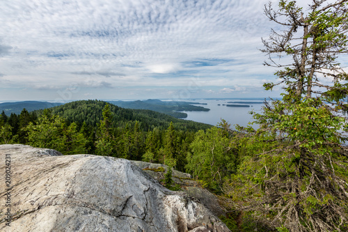 Beautiful landscape with big lake from hill top, Koli National Park, Finland