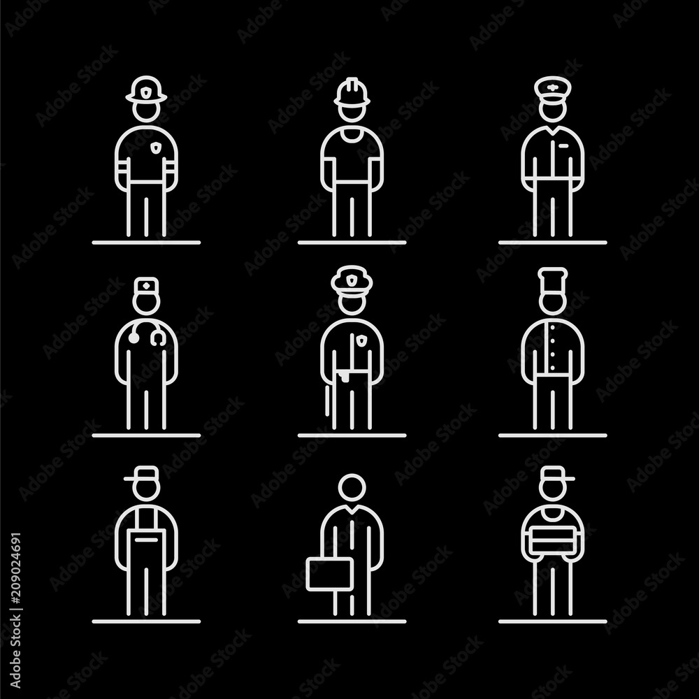 Set of professions icons avatar simple flat style illustration Set of professions icons avatar simple flat style illustration