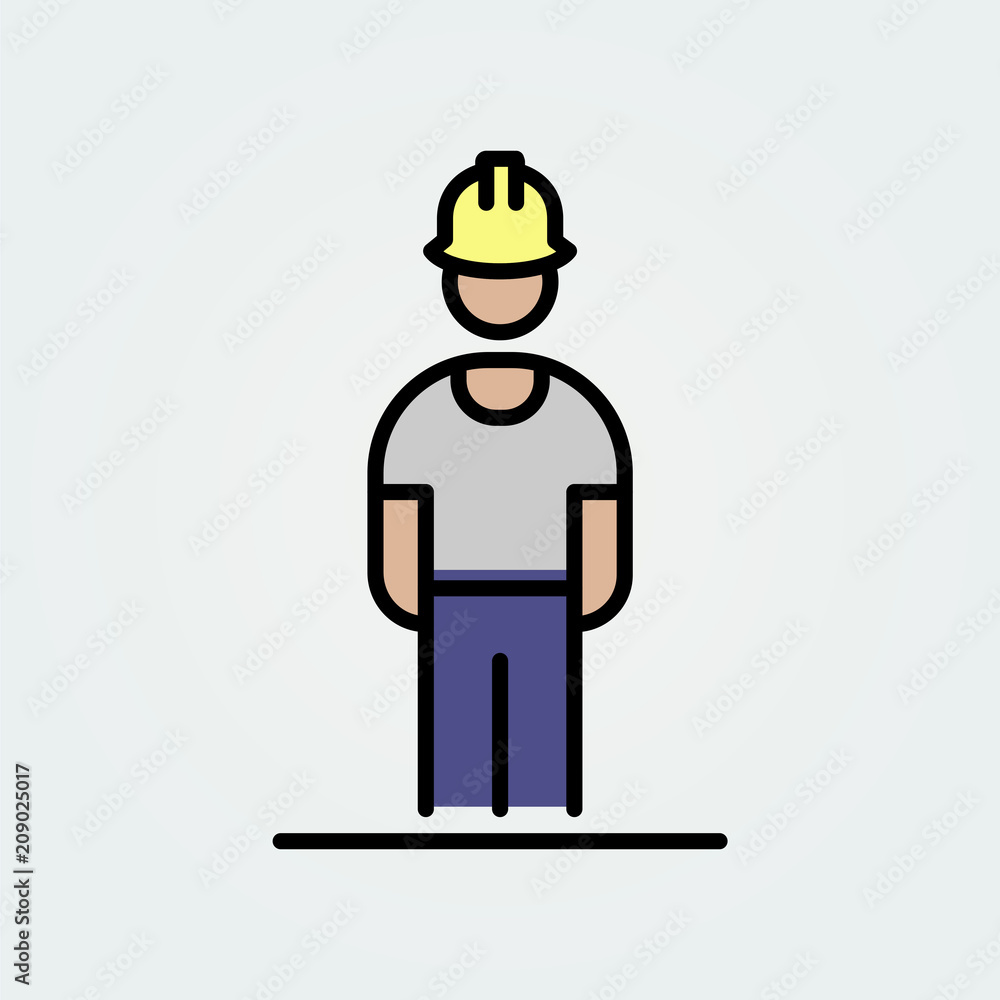 Worker icon avatar simple flat style illustration