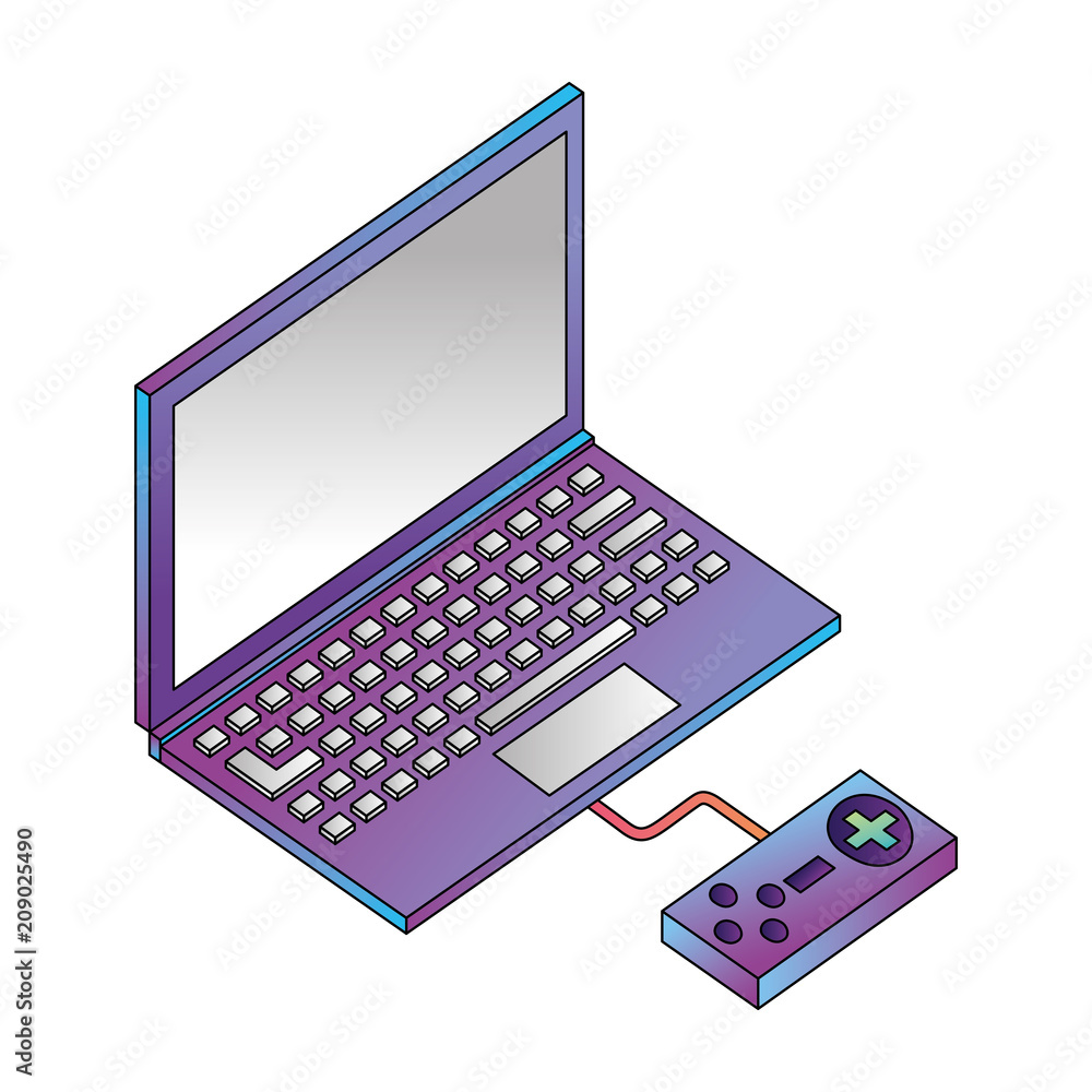 laptop computer with control game isometric icon vector illustration design laptop computer with control game isometric icon vector illustration design