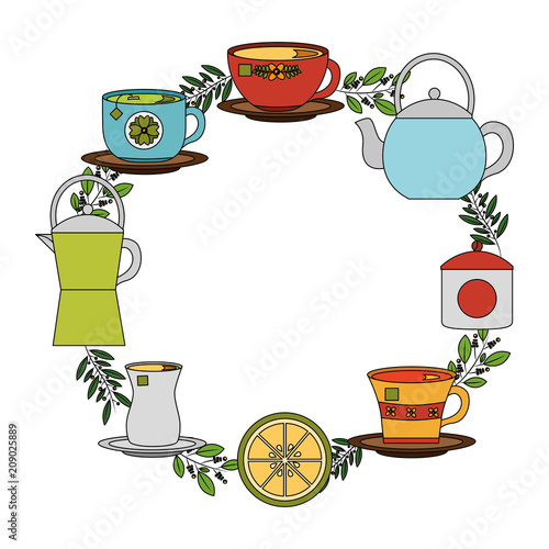 herbs tea set icons around isolated icon vector illustration design © Gstudio