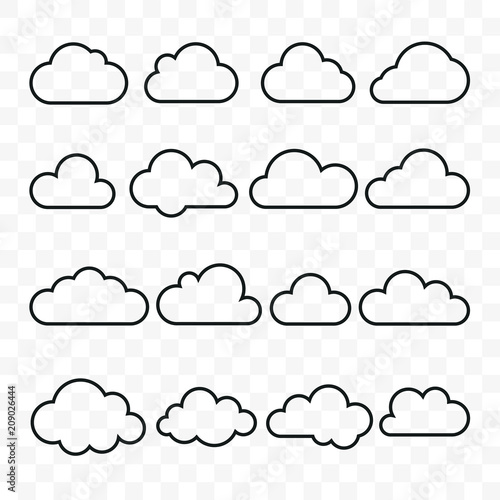 Naklejka Chmury linii sztuka wektor web ikony