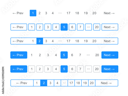 Pagination bar vector page navigation web buttons