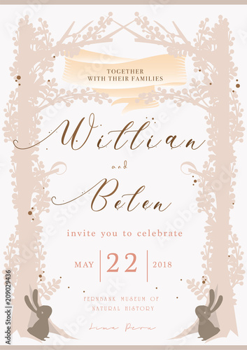 pastel story cover book wedding invitation card