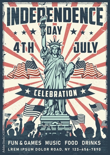 Independence day poster with statue