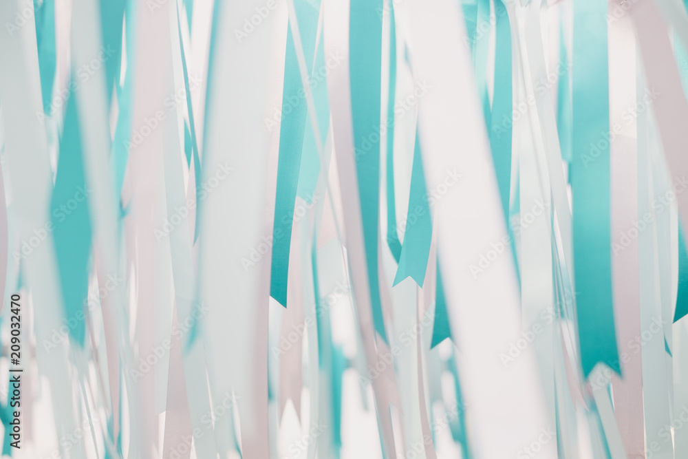 Texture of coral blue and white ribbon decorated .Pastel color tone pattern background.