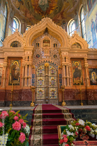 RUSSIA  SAINT PETERSBURG - AUGUST 18  2017  Interior of Church of the Savior on Spilled Blood in Saint Petersburg  Russia