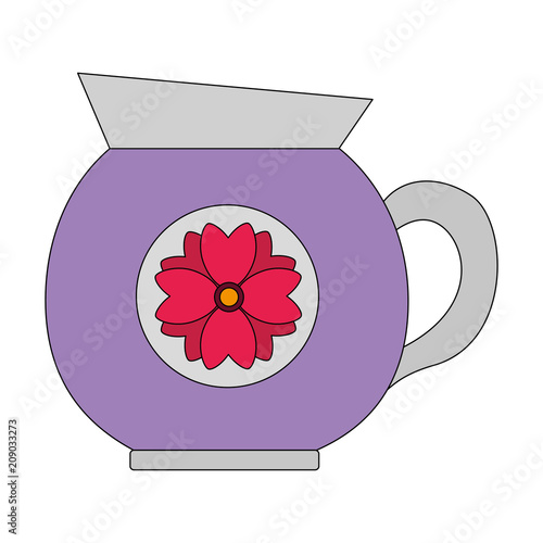 coffee maker ceramic flower decoration vector illustration