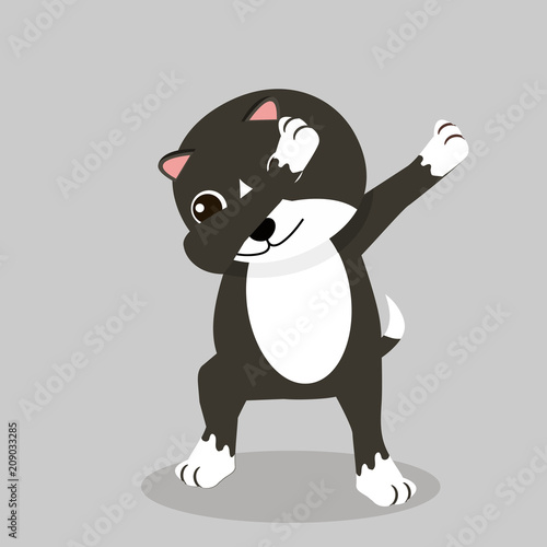 Cute cat Dub dancing sign vector