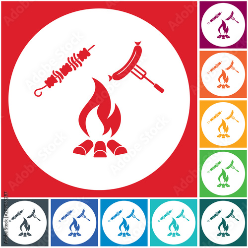 Grilled kebab and sausage icon