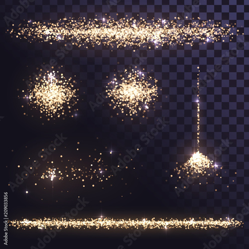 Set of glitter gold dust or stars