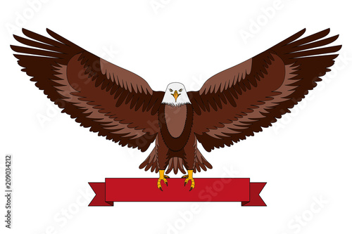 american bald eagle emblem with ribbon design