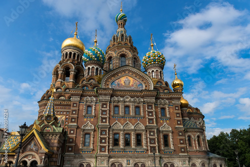 St Petersburg, Russia - Cathedral of Our Savior on Spilled Blood - closeup of domes and architecture details