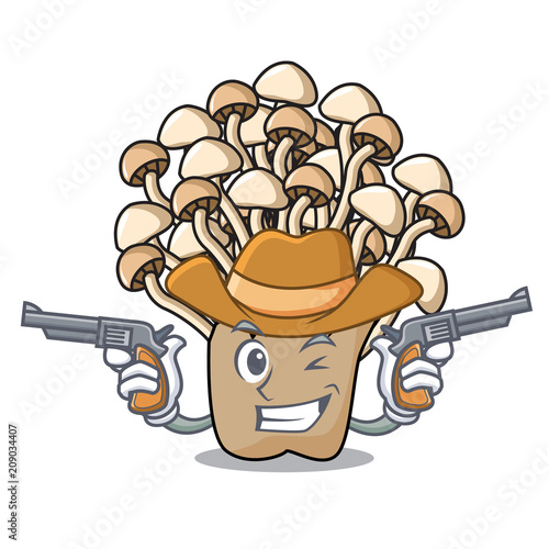 Cowboy enoki mushroom character cartoon