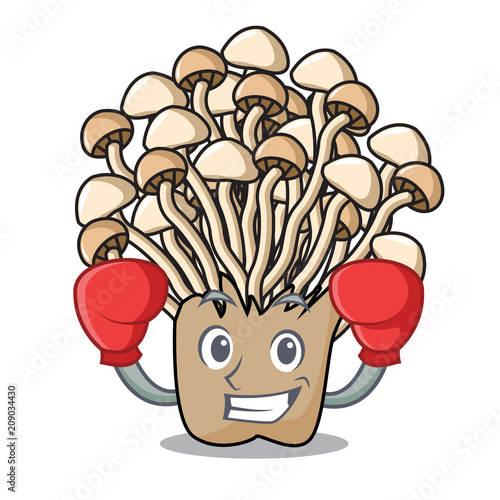 Boxing enoki mushroom character cartoon