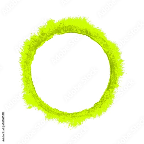 Gemalter breiter unordentlicher Umriss eines grün gelben Kreises