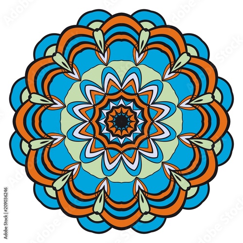 Sacred geometry floral oriental mandala. color floral ornament. Abstract shapes in Asian style. Vector Illustration.