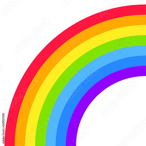 Rainbow half arc shape, quarter circle, bright spectrum colors, colorful striped pattern