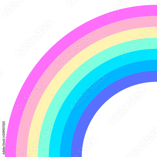 Rainbow half arc shape, quarter circle, pastel neon spectrum colors, colorful striped pattern