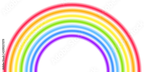 Rainbow arc shape, half circle, bright spectrum colors, colorful striped pattern