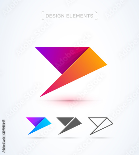 Free Download Vector airplane wing. Abstract material design, flat and line style. Origami paper - GFXLoad
