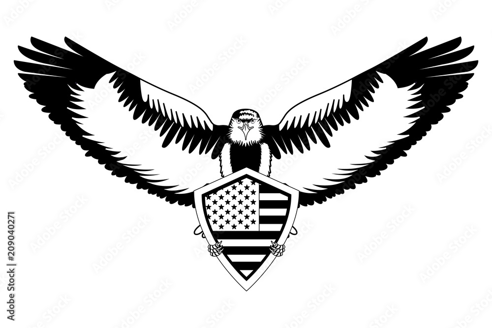 Fototapeta premium american bald eagle shield vector illustration design