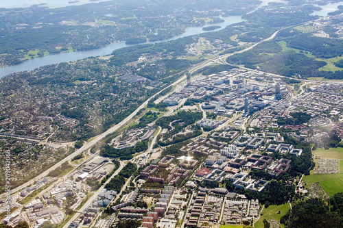 Photography Aerial shot over IT center Kista Stockholm