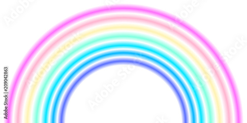 Rainbow arc shape, half circle, pastel neon spectrum colors, colorful striped pattern
