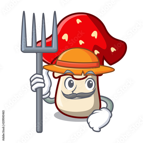 Farmer amanita mushroom character cartoon