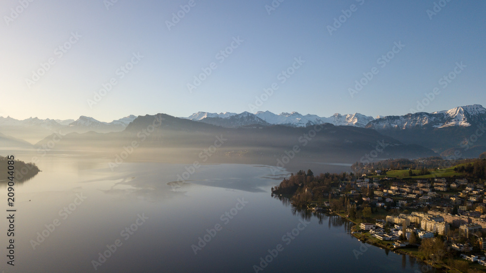 aerial view of beautiful lake