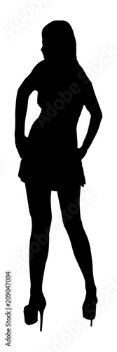 Black silhouette of woman over transparent background. Vector illustration