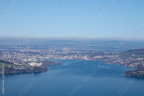 aerial view of beautiful lake