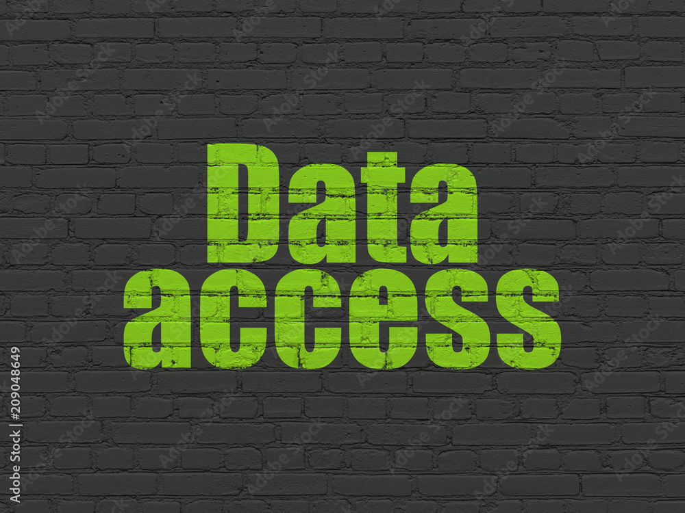 Obraz premium Information concept: Painted green text Data Access on Black Brick wall background