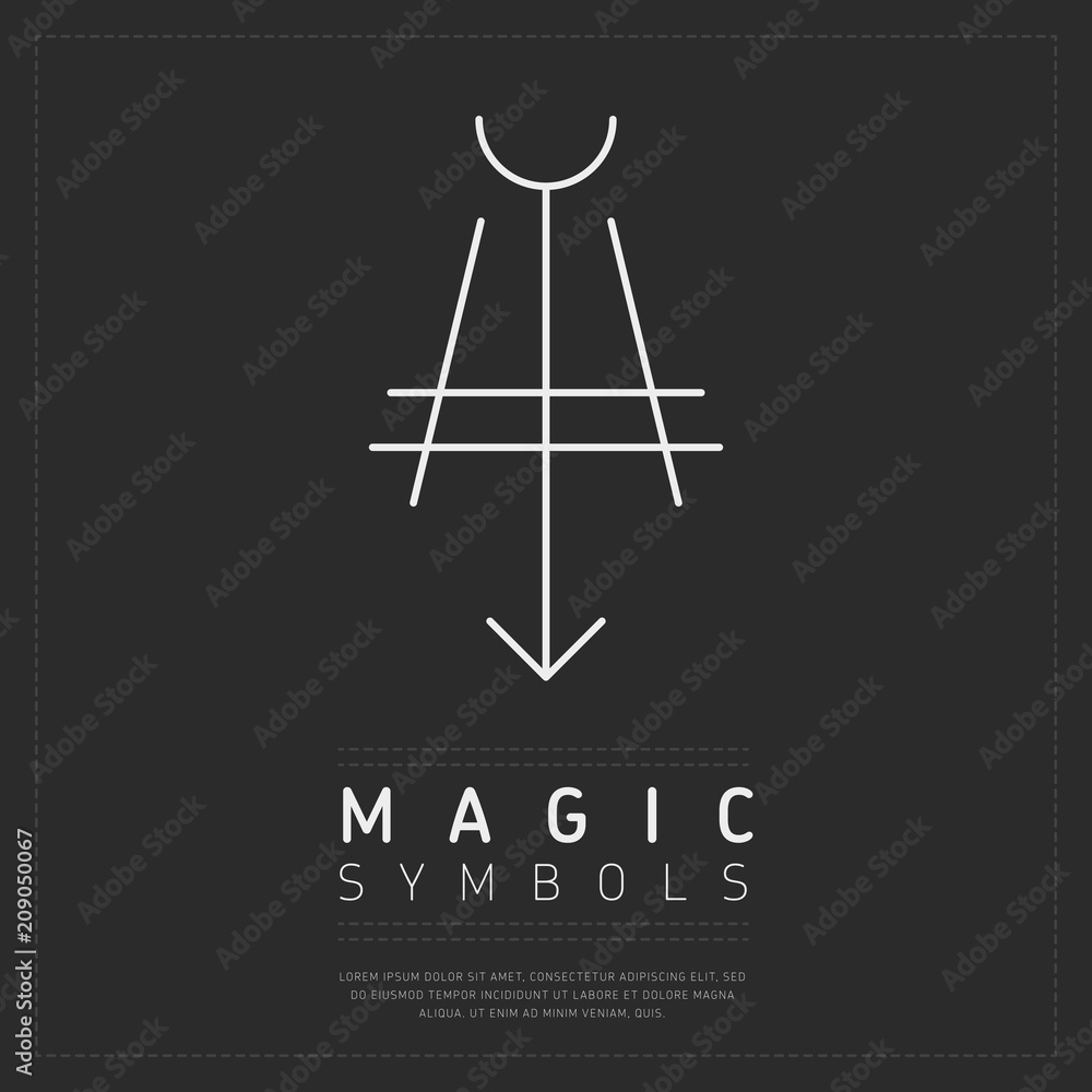 Simple geometric element of magic symbol on gray poster Simple geometric element of magic symbol on gray poster