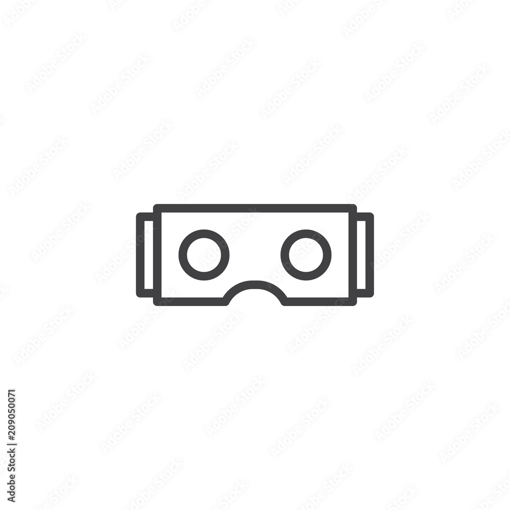 VR glasses outline icon. linear style sign for mobile concept and web design. Virtual reality, vr cardboard simple line vector icon. Symbol, logo illustration. Pixel perfect vector graphics VR glasses outline icon. linear style sign for mobile concept and web design. Virtual reality, vr cardboard simple line vector icon. Symbol, logo illustration. Pixel perfect vector graphics