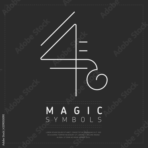 Simple element of esoteric enigmatic symbol with white lines on gray