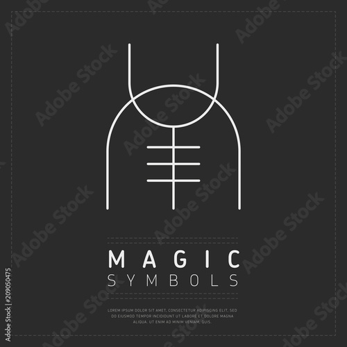 Simple template of white mysterious symbol of witchcraft on dark gray